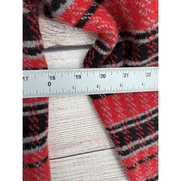 Field and Flower Striped Wool Open Front Cardigan Sweater Womens M Red Black - Picture 11 of 13